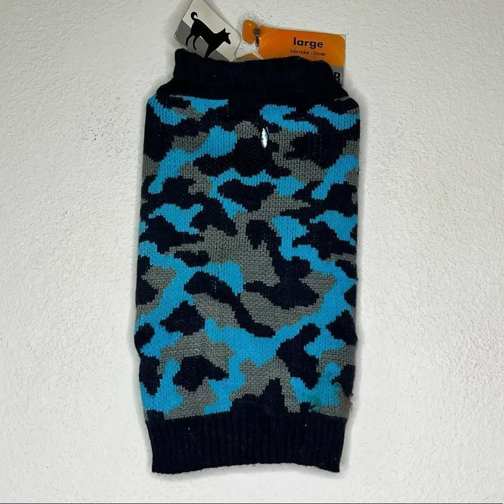 Large‎ Blue Camouflage Dog Sweater nwt
